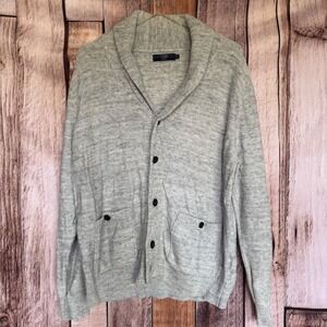 J.Crew Factory Cardigan Sweater Shawl Collar Gray Preppy Academia Grandpa XL
